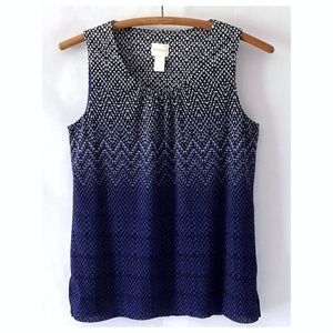 Chico's Blue Diamond Pattern Sleeveless Tunic Top